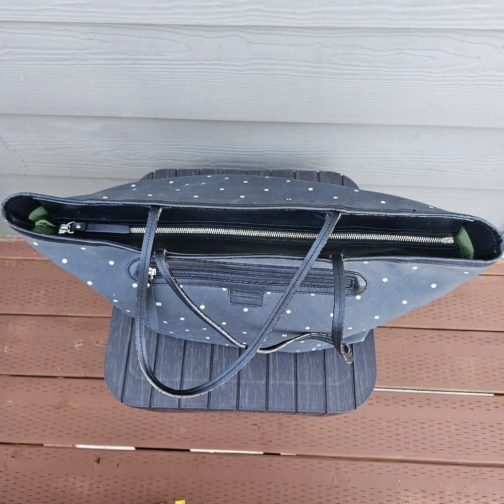Kate Spade Polka Dot Tote Diaper Baby Bag Black White Purse Shopper Bag Vintage